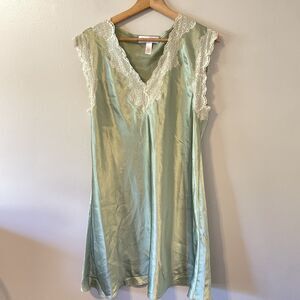 Oscar De La Renta Pink Label Satin Lace Slip Dress Sz M Fairycore